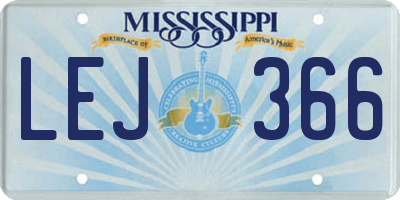 MS license plate LEJ366