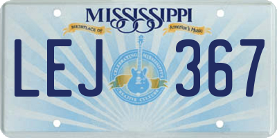 MS license plate LEJ367
