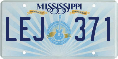 MS license plate LEJ371