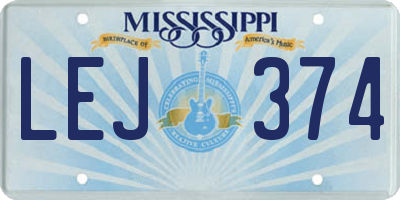 MS license plate LEJ374