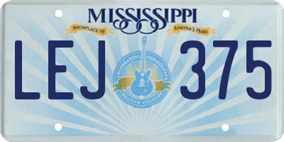 MS license plate LEJ375