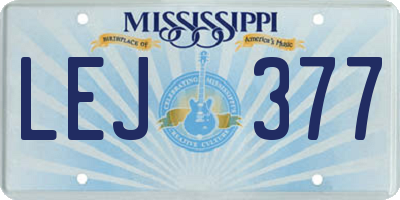MS license plate LEJ377