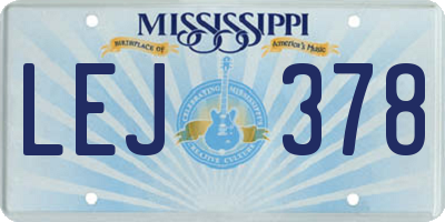 MS license plate LEJ378