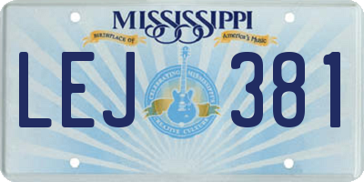 MS license plate LEJ381