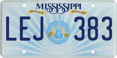 MS license plate LEJ383