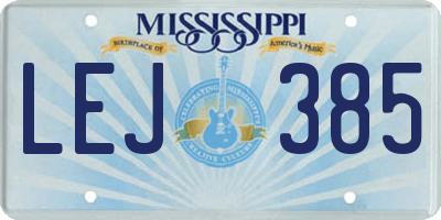 MS license plate LEJ385