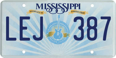 MS license plate LEJ387