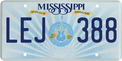MS license plate LEJ388