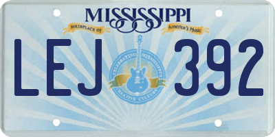 MS license plate LEJ392