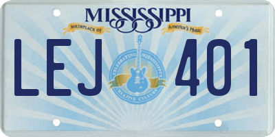 MS license plate LEJ401