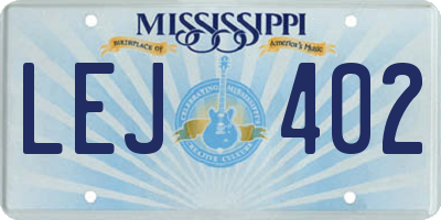 MS license plate LEJ402