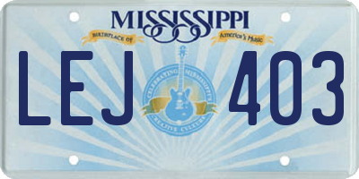 MS license plate LEJ403