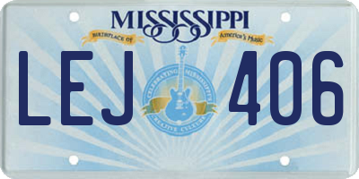 MS license plate LEJ406