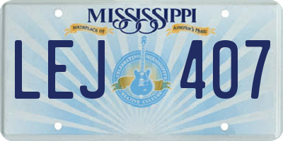 MS license plate LEJ407
