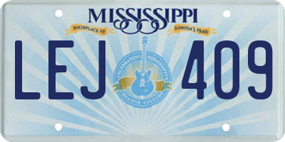 MS license plate LEJ409