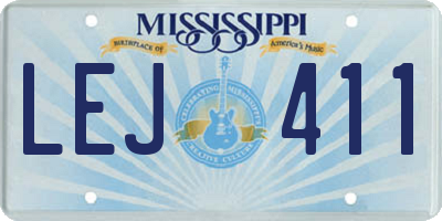 MS license plate LEJ411