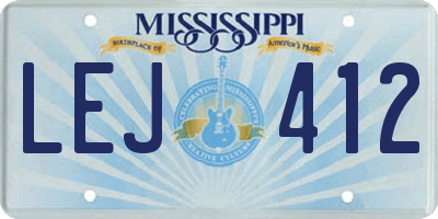 MS license plate LEJ412