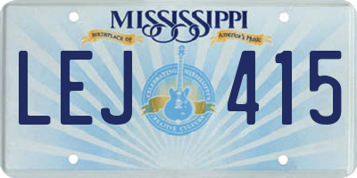 MS license plate LEJ415