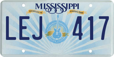MS license plate LEJ417