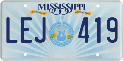 MS license plate LEJ419