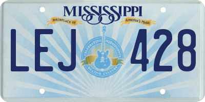 MS license plate LEJ428