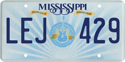 MS license plate LEJ429