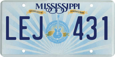 MS license plate LEJ431