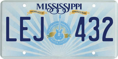 MS license plate LEJ432