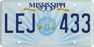 MS license plate LEJ433