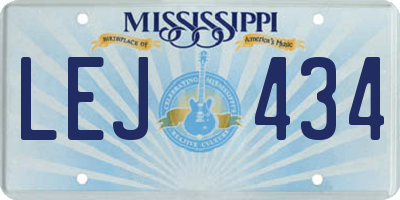 MS license plate LEJ434