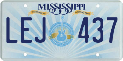 MS license plate LEJ437