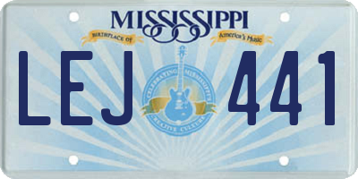 MS license plate LEJ441