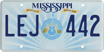 MS license plate LEJ442