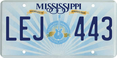 MS license plate LEJ443