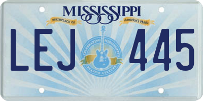 MS license plate LEJ445