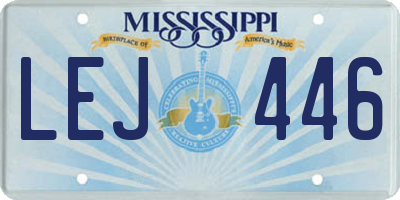 MS license plate LEJ446