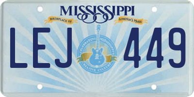 MS license plate LEJ449
