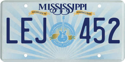 MS license plate LEJ452