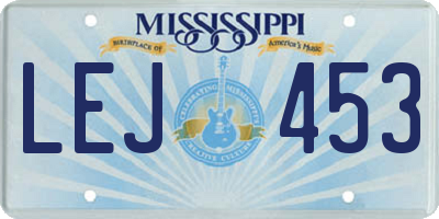 MS license plate LEJ453