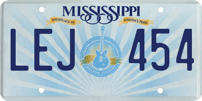 MS license plate LEJ454