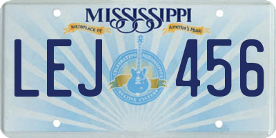 MS license plate LEJ456