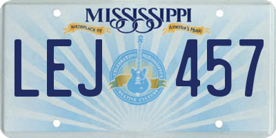 MS license plate LEJ457