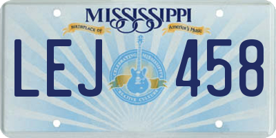 MS license plate LEJ458