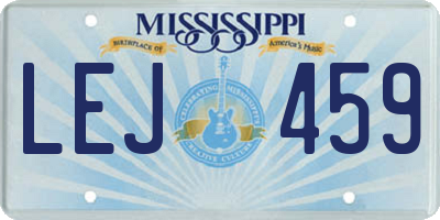 MS license plate LEJ459