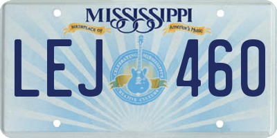 MS license plate LEJ460