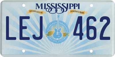 MS license plate LEJ462