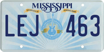 MS license plate LEJ463