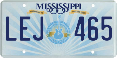 MS license plate LEJ465