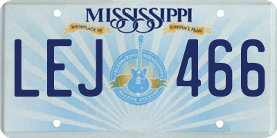 MS license plate LEJ466