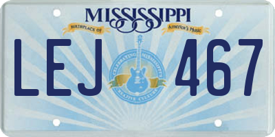 MS license plate LEJ467